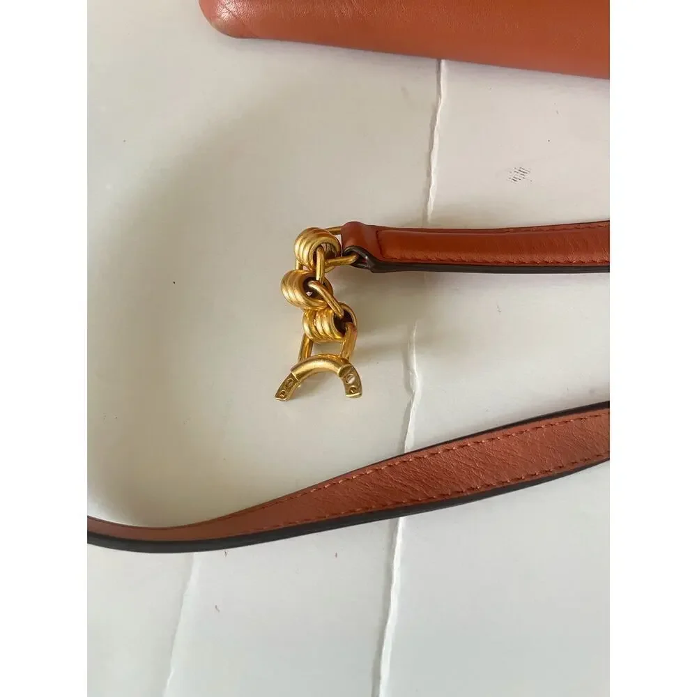 Tory Burch Lily Triple Compartment Large Leather Tote Handbag TRAMONTO Gold 🗣